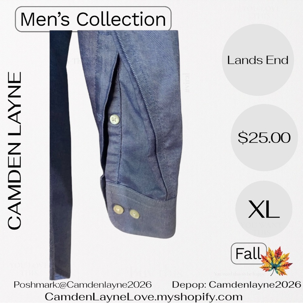 Lands' End Men's Light Blue Dress Shirt - Picture 6 of 8